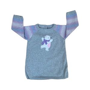 Gymboree Grey Knit Sweater Dress Tunic Skating Bear Baby Girl Size 3-6M